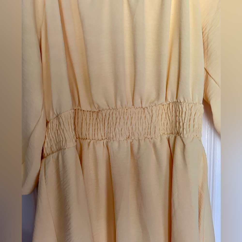SABRINA LAUREN Butter Yellow Puff Sleeve Sweetheart Peasant Dress Cottage | Sz L - Picture 8 of 12